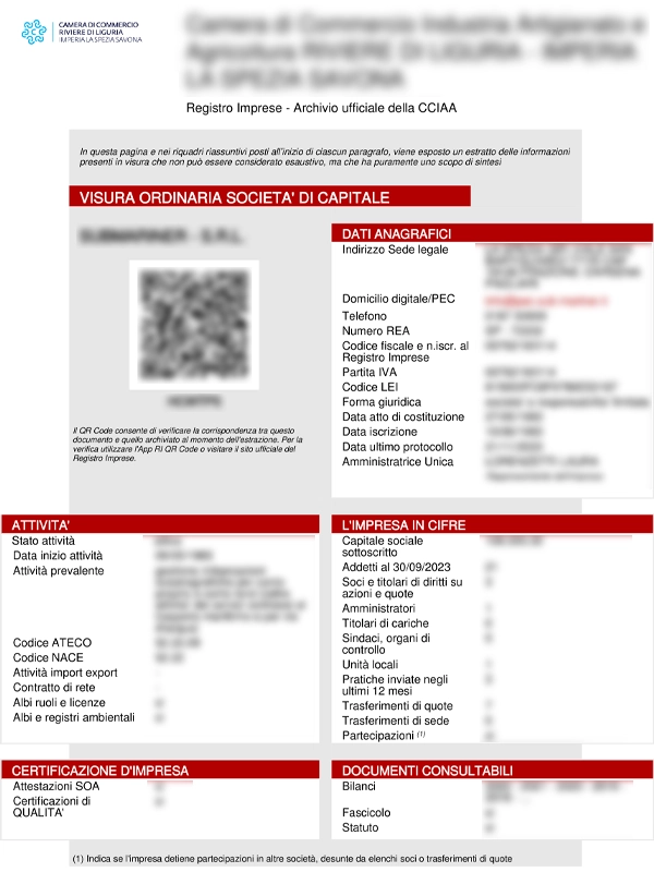 Visura Camerale ufficiale - Documento Camera di Commercio per aziende italiane